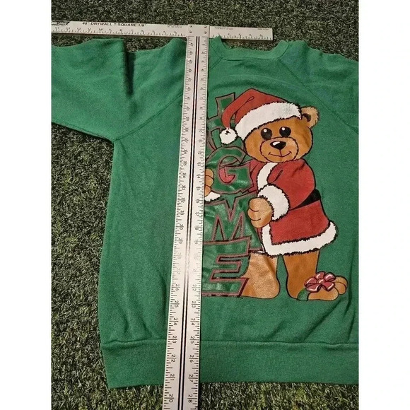 Vintage Teddy Bear Santa Hug Me Crewneck Sweatshirt XL Tultex - Picture 5 of 6
